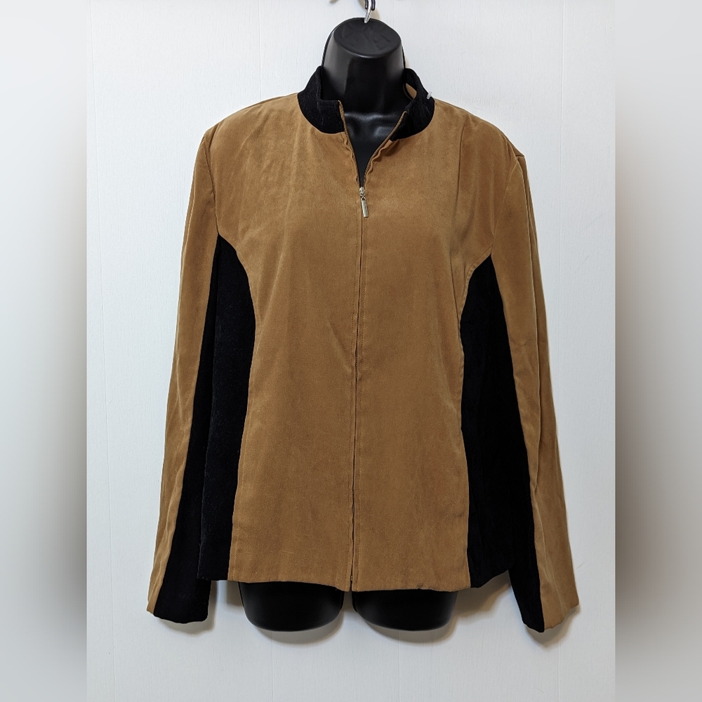 Women's Jennifer Moore Women's 2-Tone Zip Up Jacket Poly / Spandex Blend Size 16